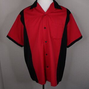 Men's Las Vegas Bowling Shirt * Large L * Red Black * LOGO Back * Cruisin USA